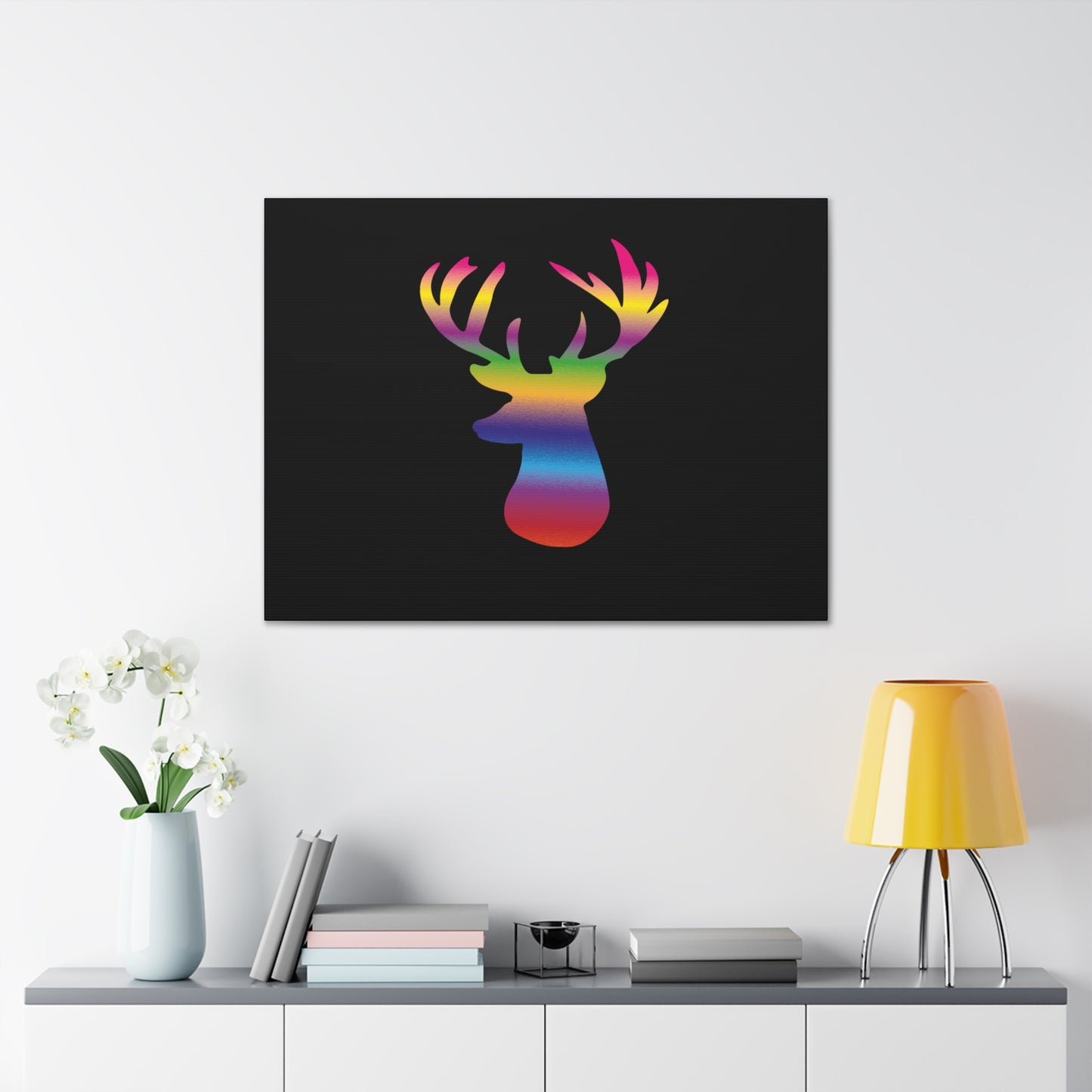 Rainbow Stag Head Canvas Gallery Wraps