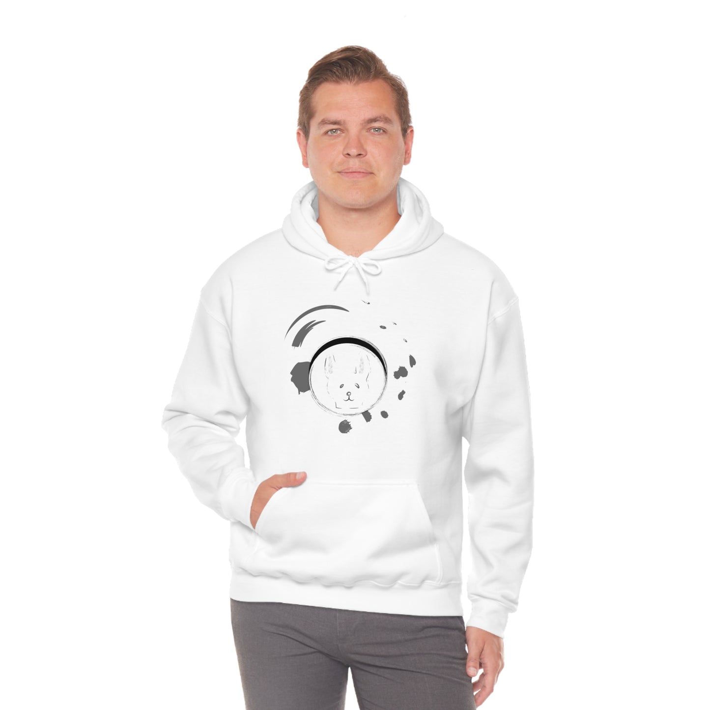 Rabbit Ink Black & White Art Unisex Heavy Blend™ Hooded Sweatshirt