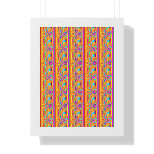 Digital Spiral Rainbow Pattern Colours Art Framed Vertical Poster