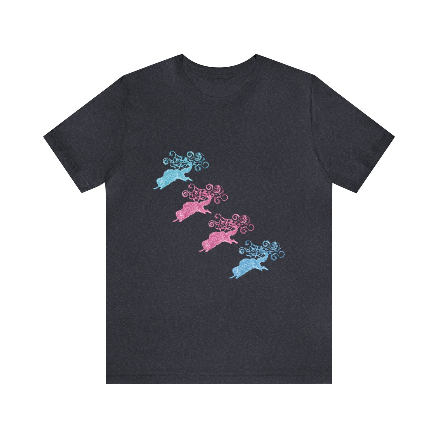 Pink & Blue Cat's Tail's Art Unisex Jersey Short Sleeve Tee