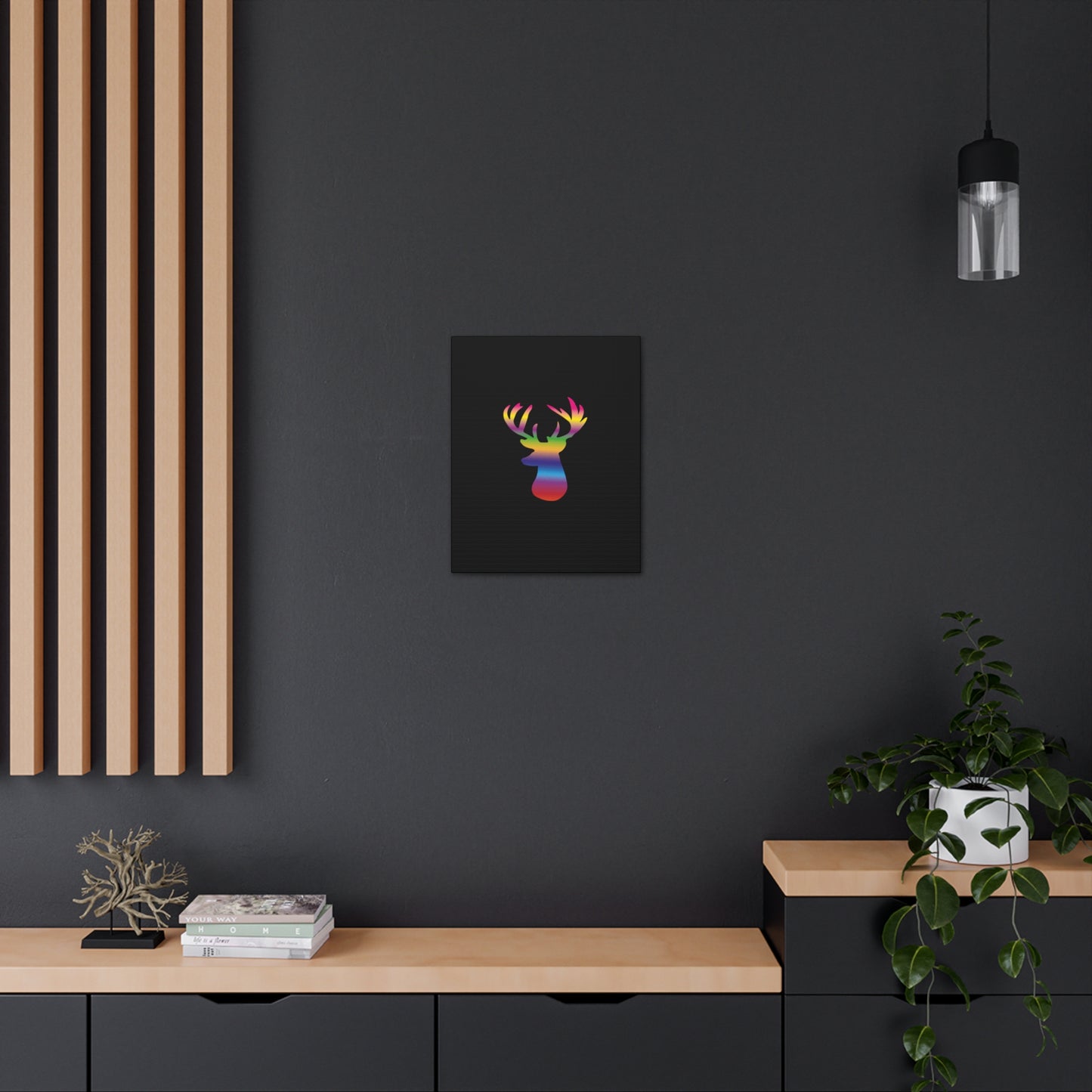 Rainbow Stag Head Canvas Gallery Wraps