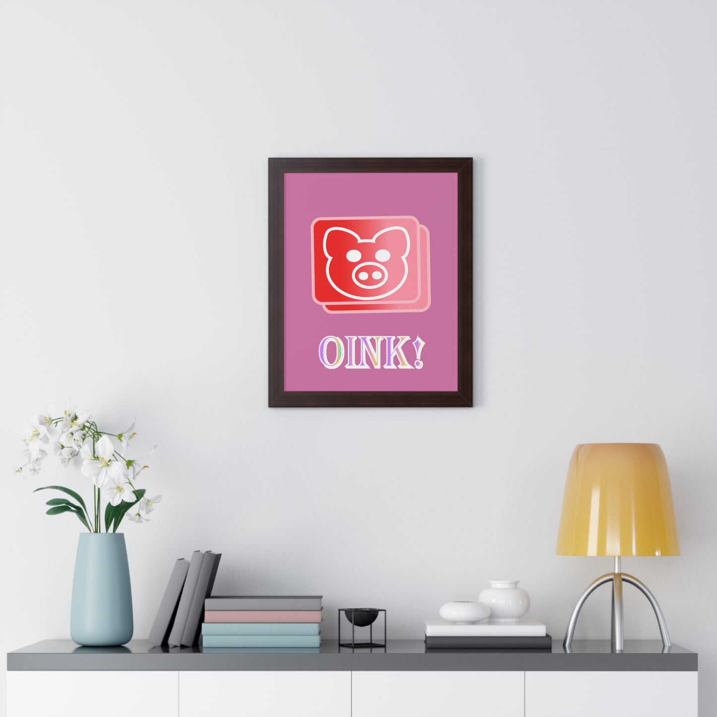 Pig Oink! Pink Digital Art Framed Vertical Poster