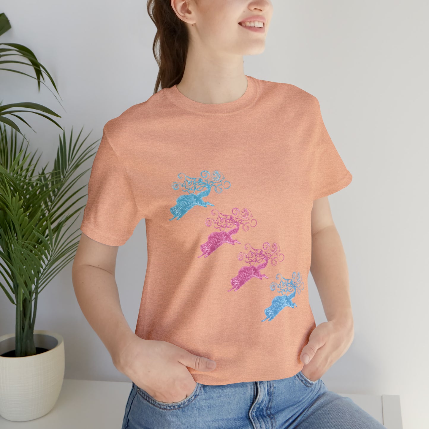 Pink & Blue Cat's Tail's Art Unisex Jersey Short Sleeve Tee