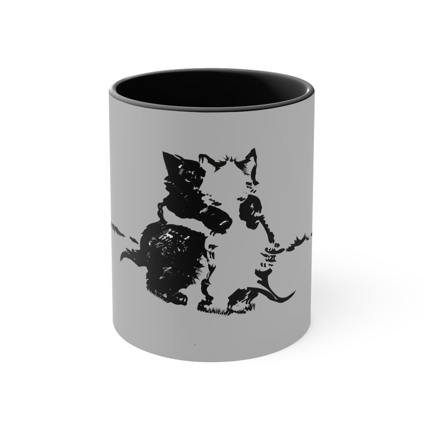 Kissing Cats Black & White Accent Coffee Mug, 11oz