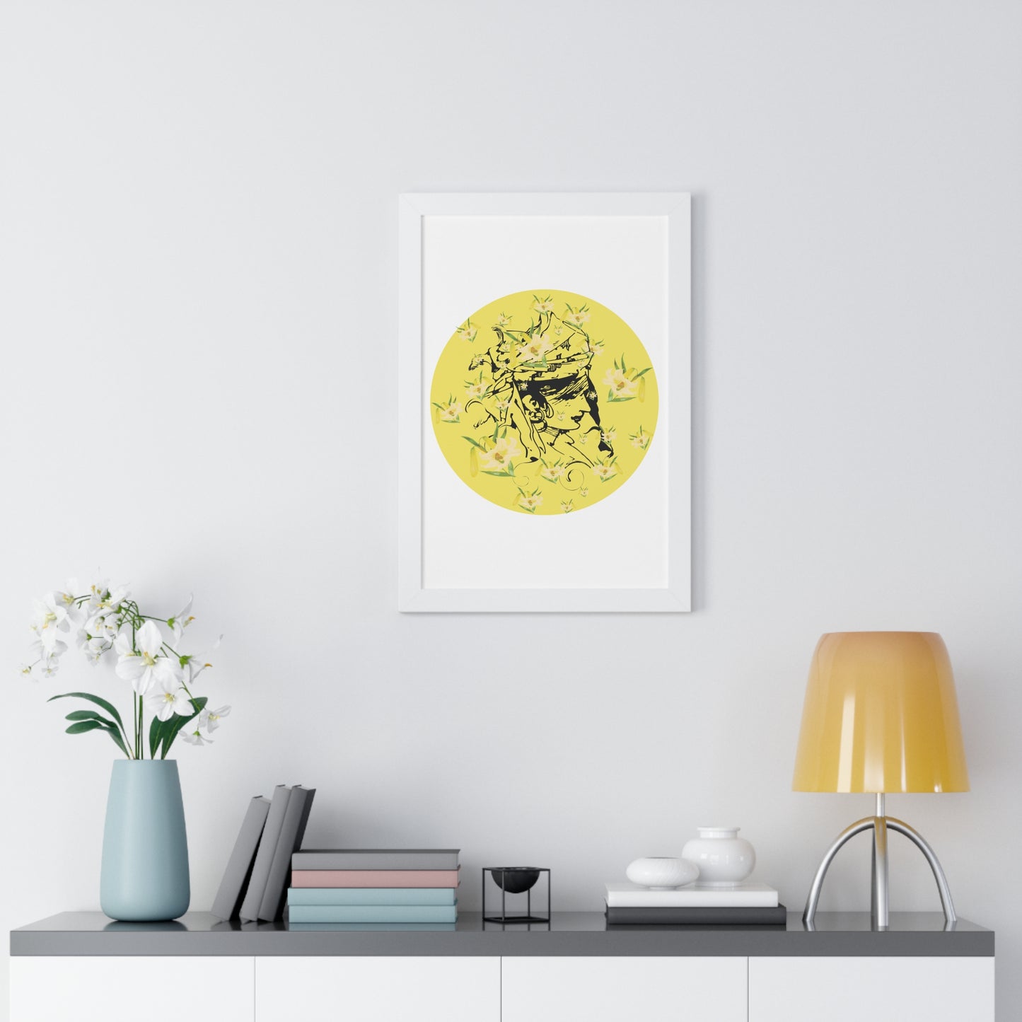 Daffodili Woman Art Framed Vertical Poster