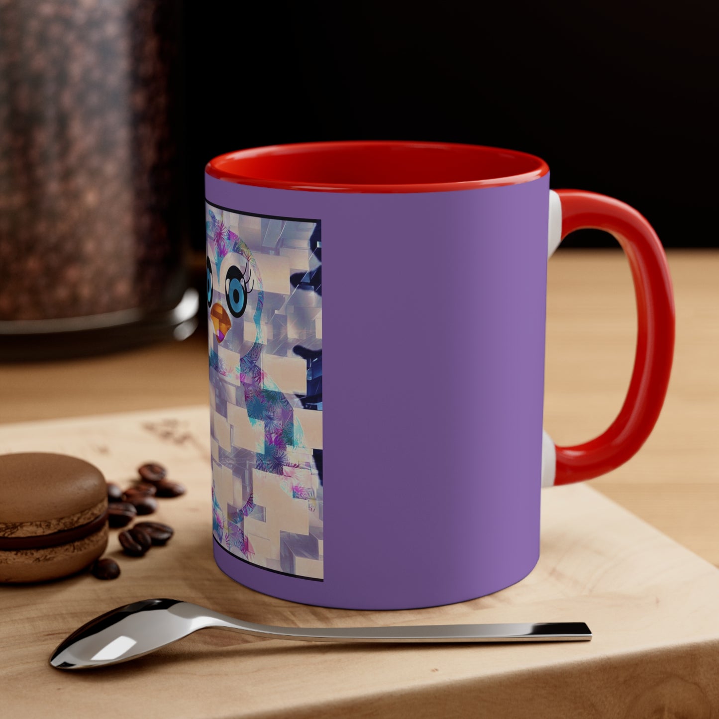 The Penguinies Block Art Purple Accent Coffee Mug, 11oz