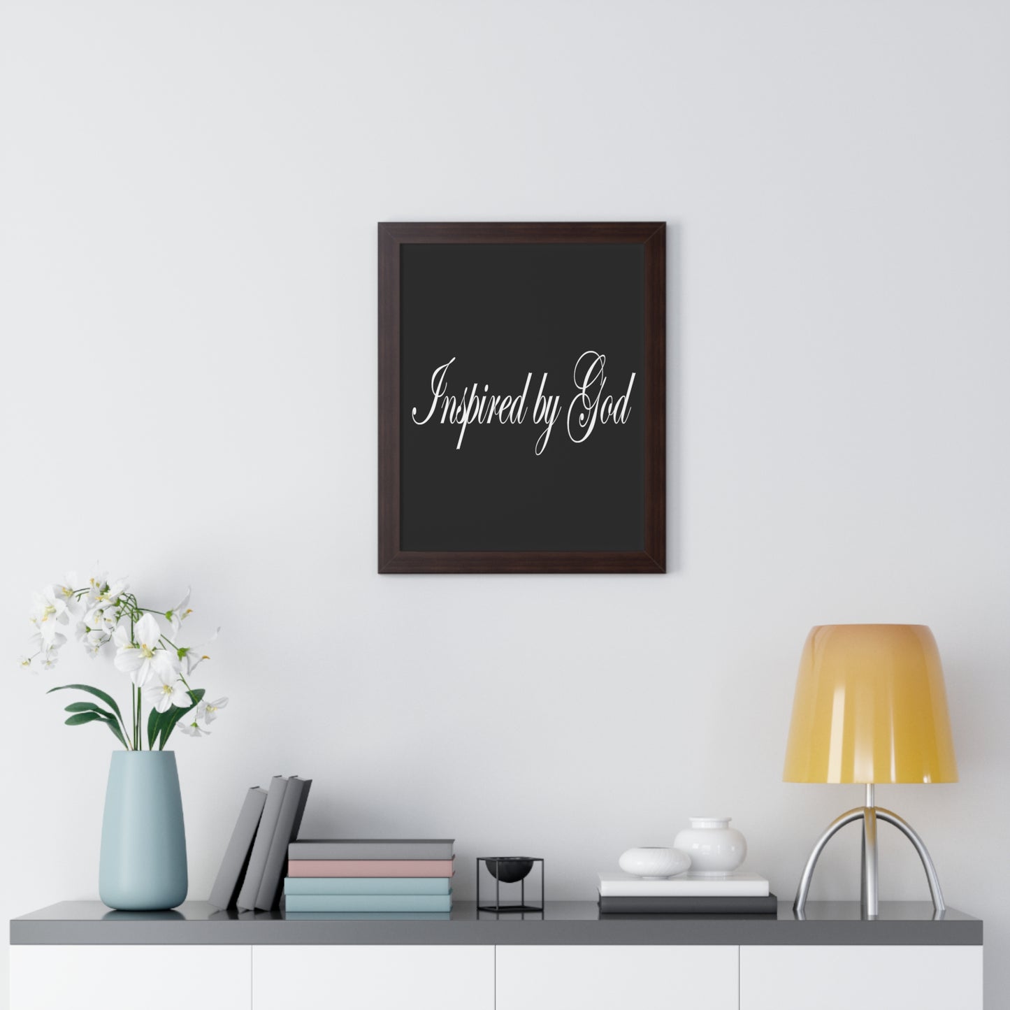 Inspired by God Typography Quote Framed Vertical Poster