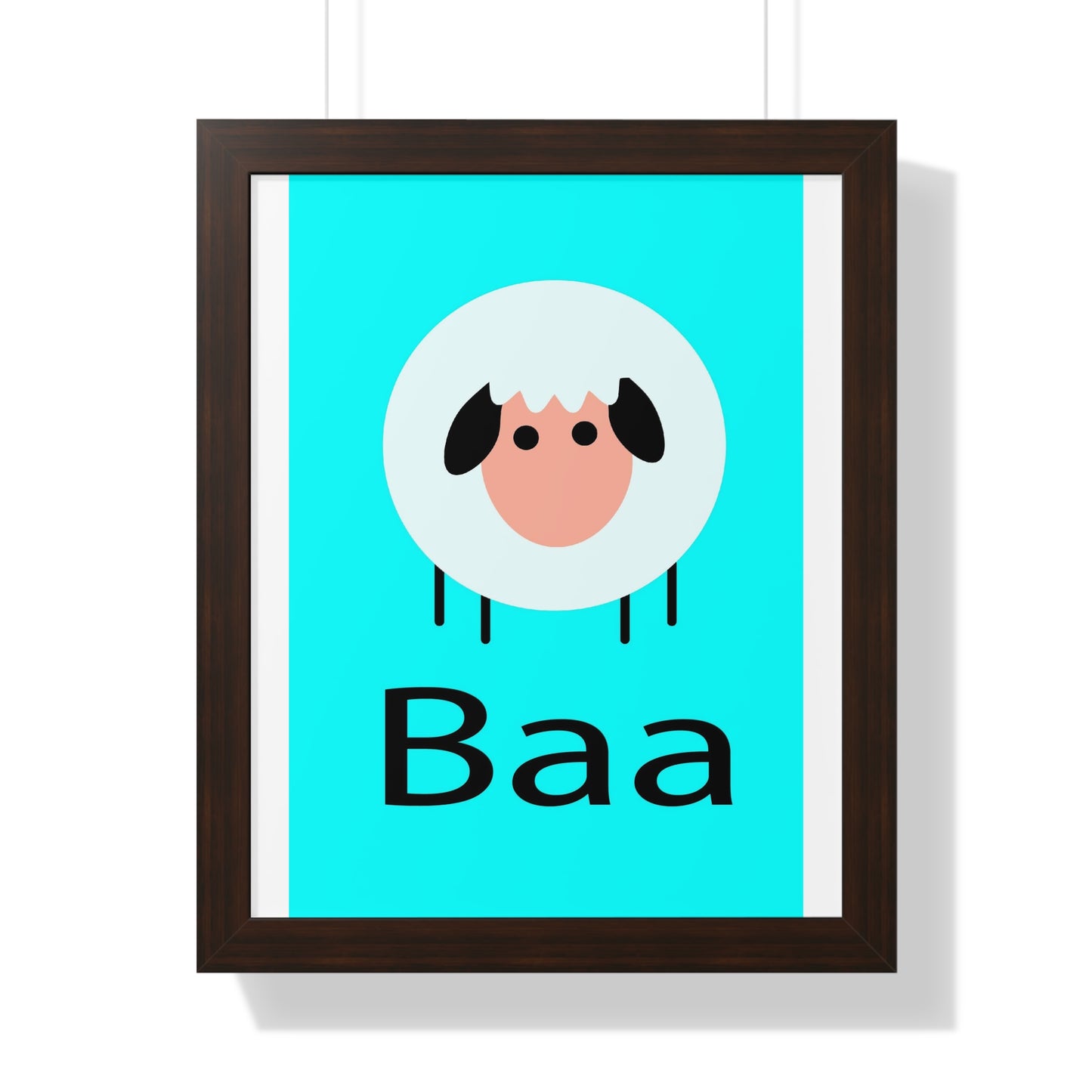 Sheep Baa Blue Art Framed Vertical Poster