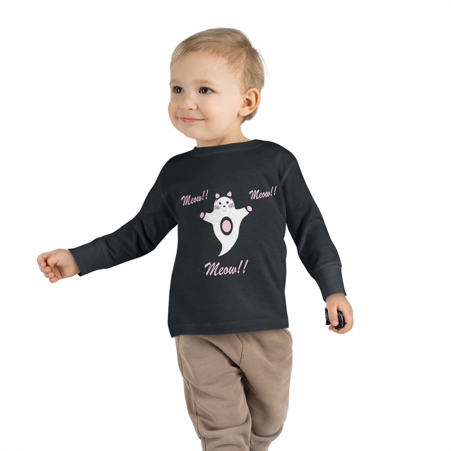 Meow!! Cat Ghost Toddler Long Sleeve Tee