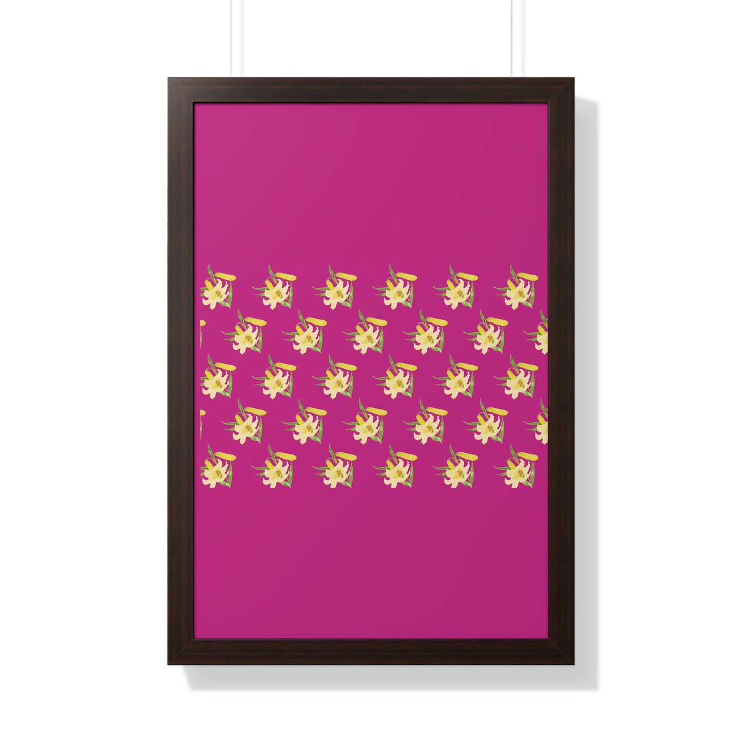 Daffodil Pattern Art Pink Framed Vertical Poster