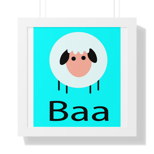 Sheep Baa Blue Art Framed Vertical Poster