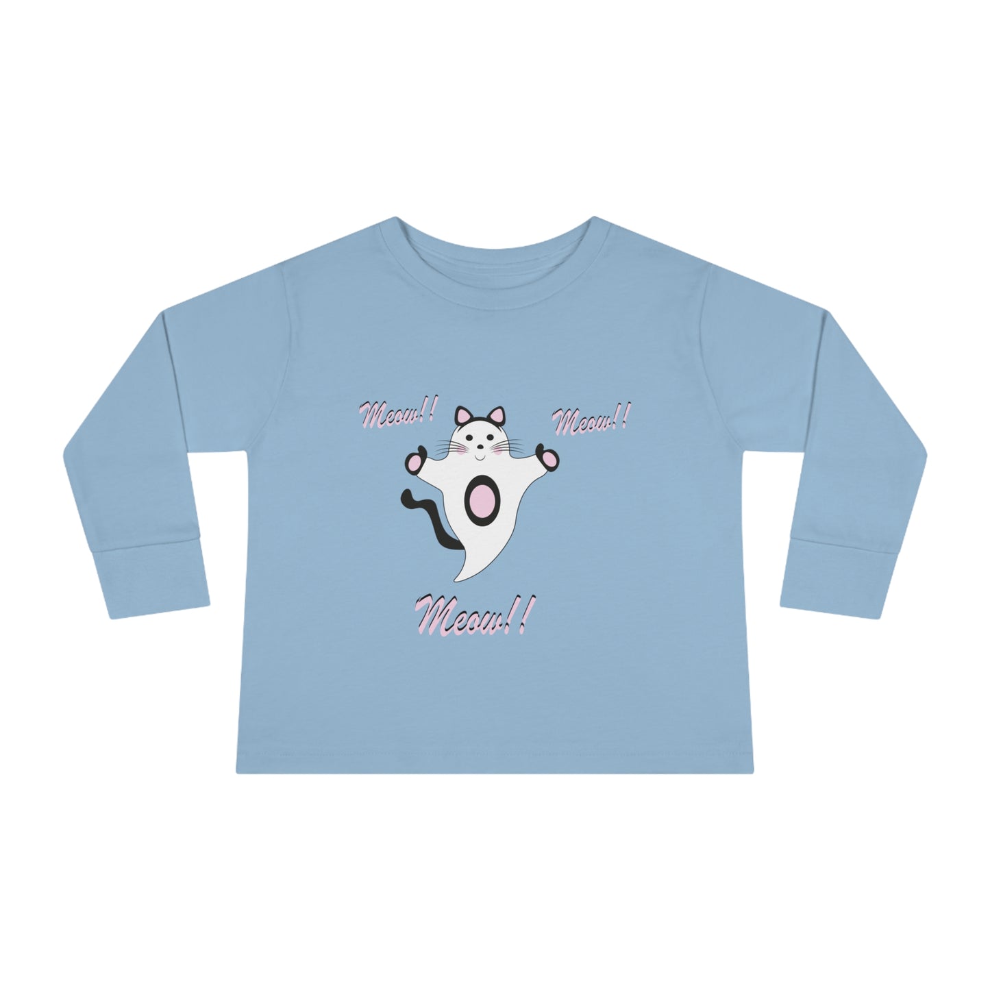 Meow!! Cat Ghost Toddler Long Sleeve Tee