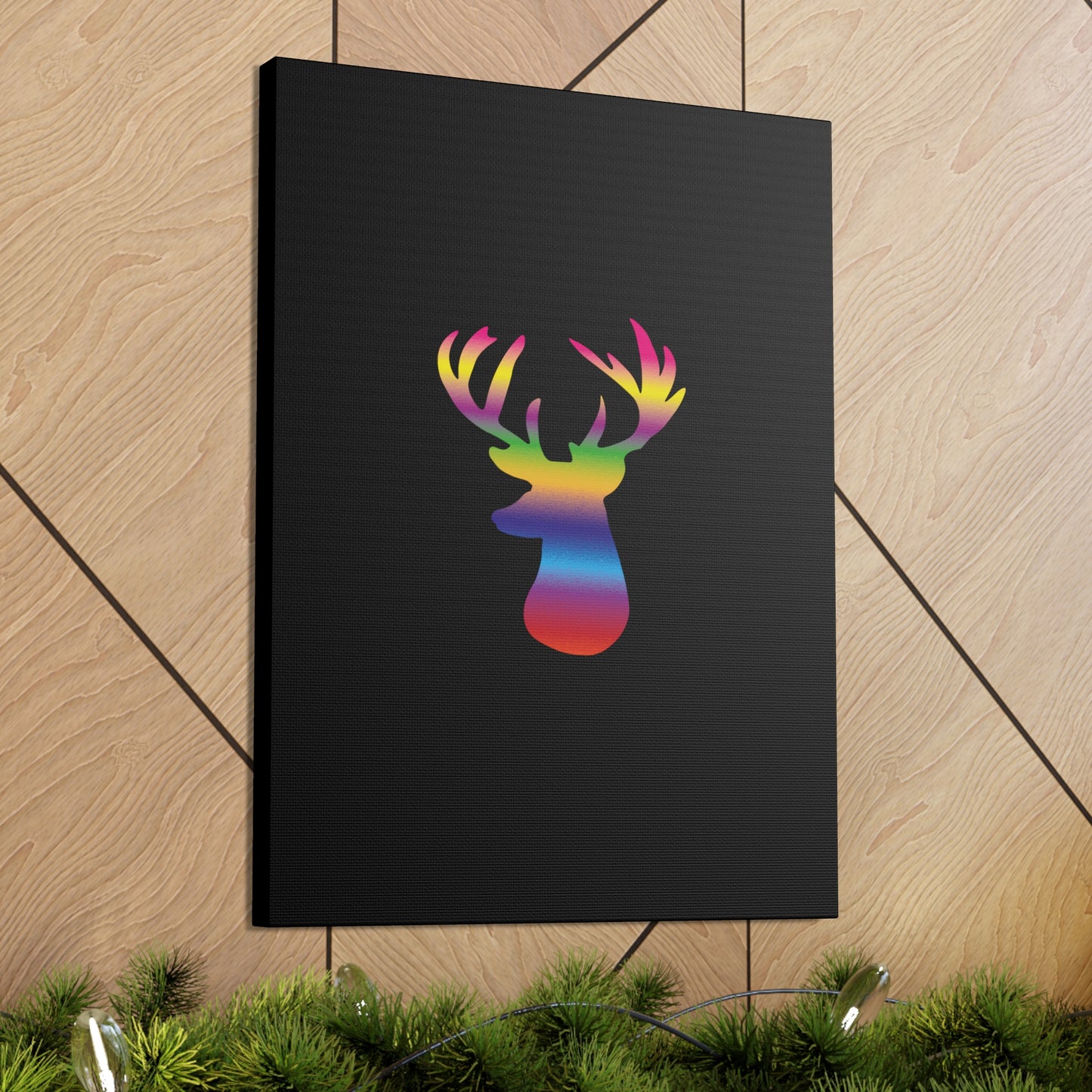 Rainbow Stag Head Canvas Gallery Wraps