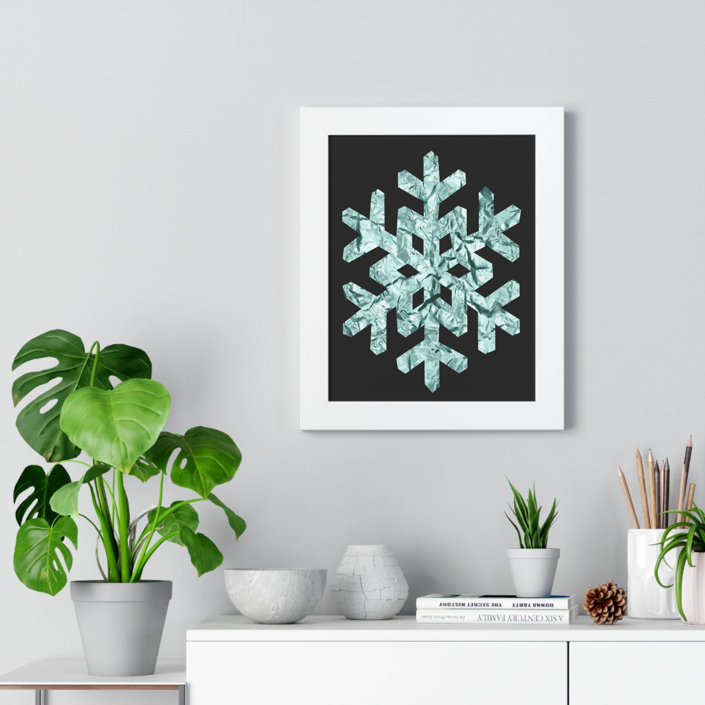 Snowflake Foil Art Framed Vertical Poster