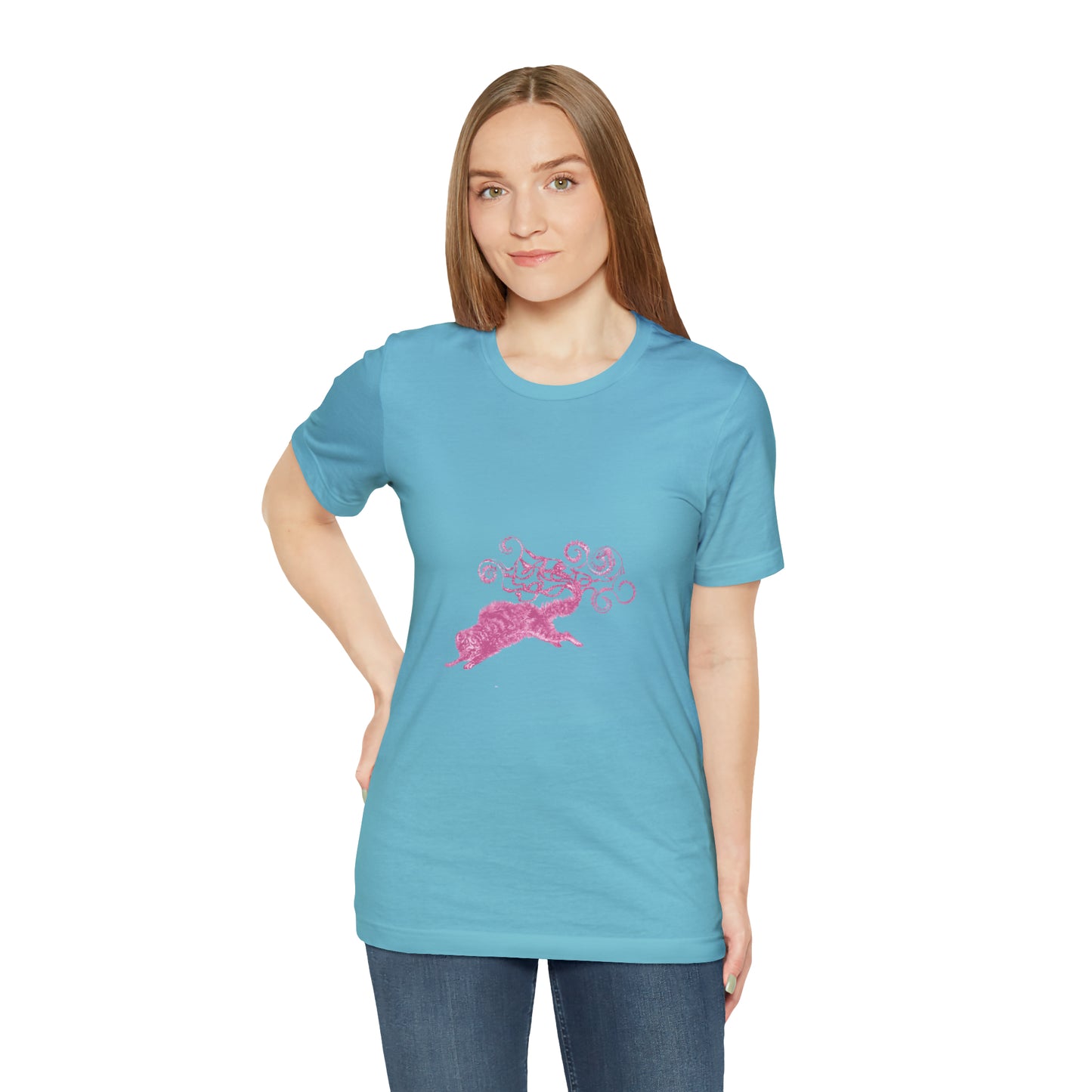 Pink Cat's Tail Art Unisex Jersey Short Sleeve Tee