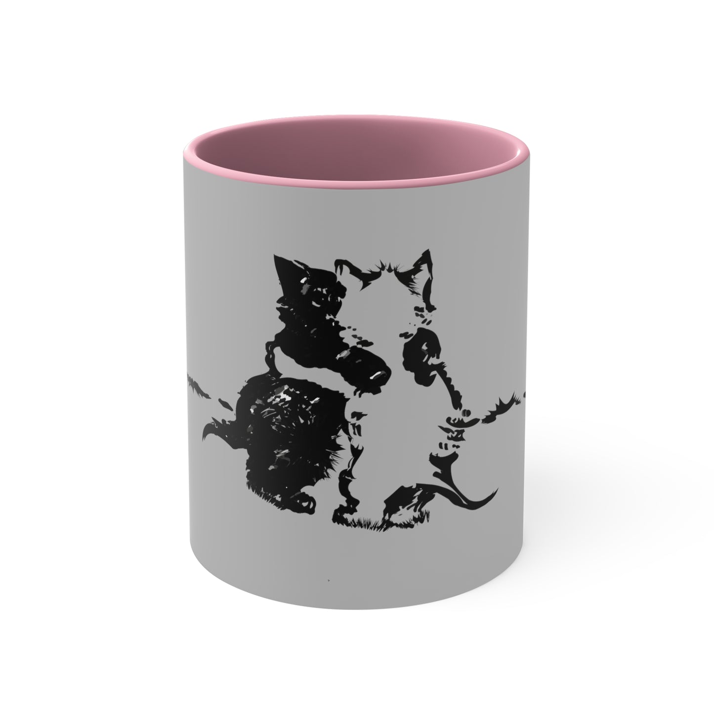 Kissing Cats Black & White Accent Coffee Mug, 11oz