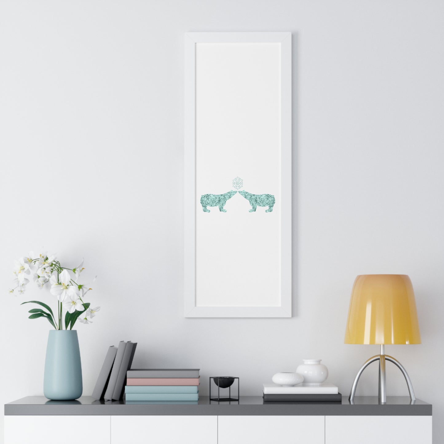 Two Polar Bear Blue Gem Art Framed Vertical Poster