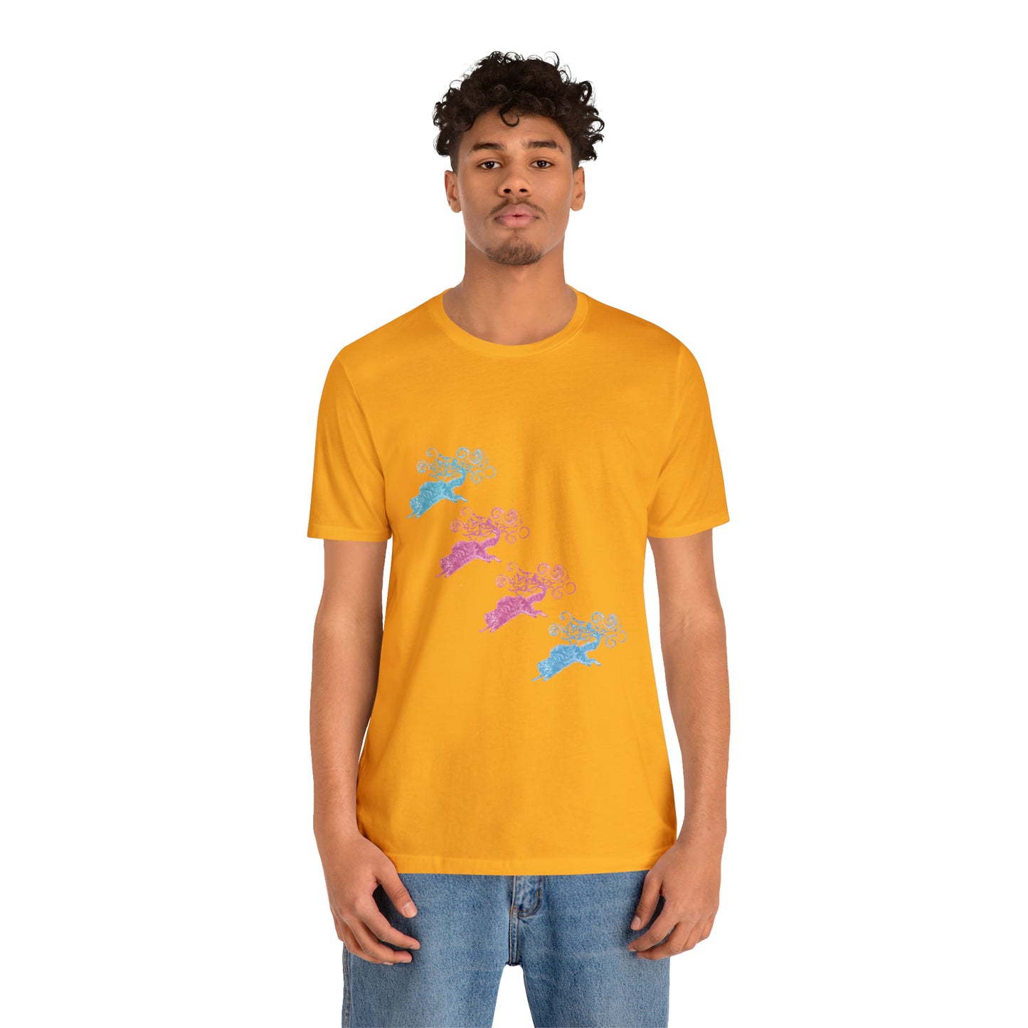 Pink & Blue Cat's Tail's Art Unisex Jersey Short Sleeve Tee