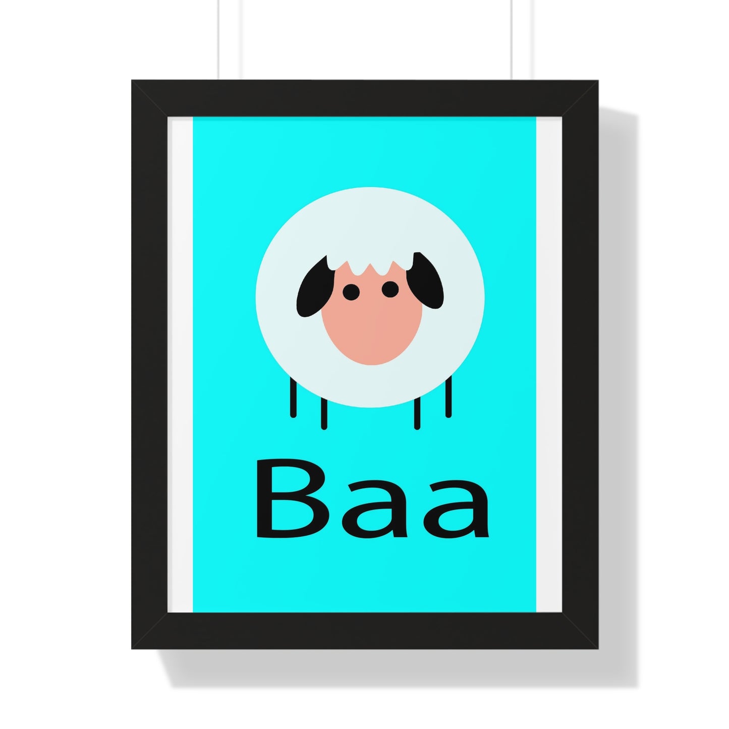 Sheep Baa Blue Art Framed Vertical Poster