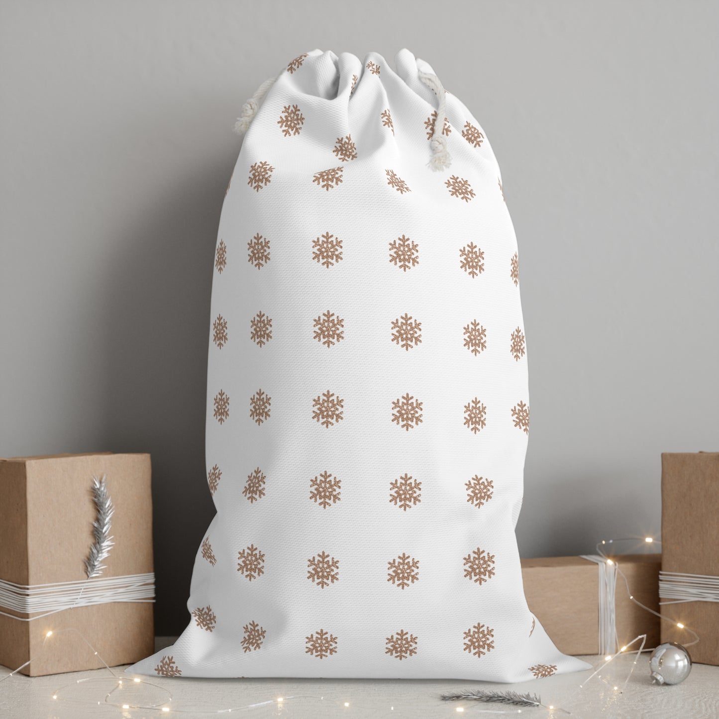 Rose Gold Glitter Snowflake Sack