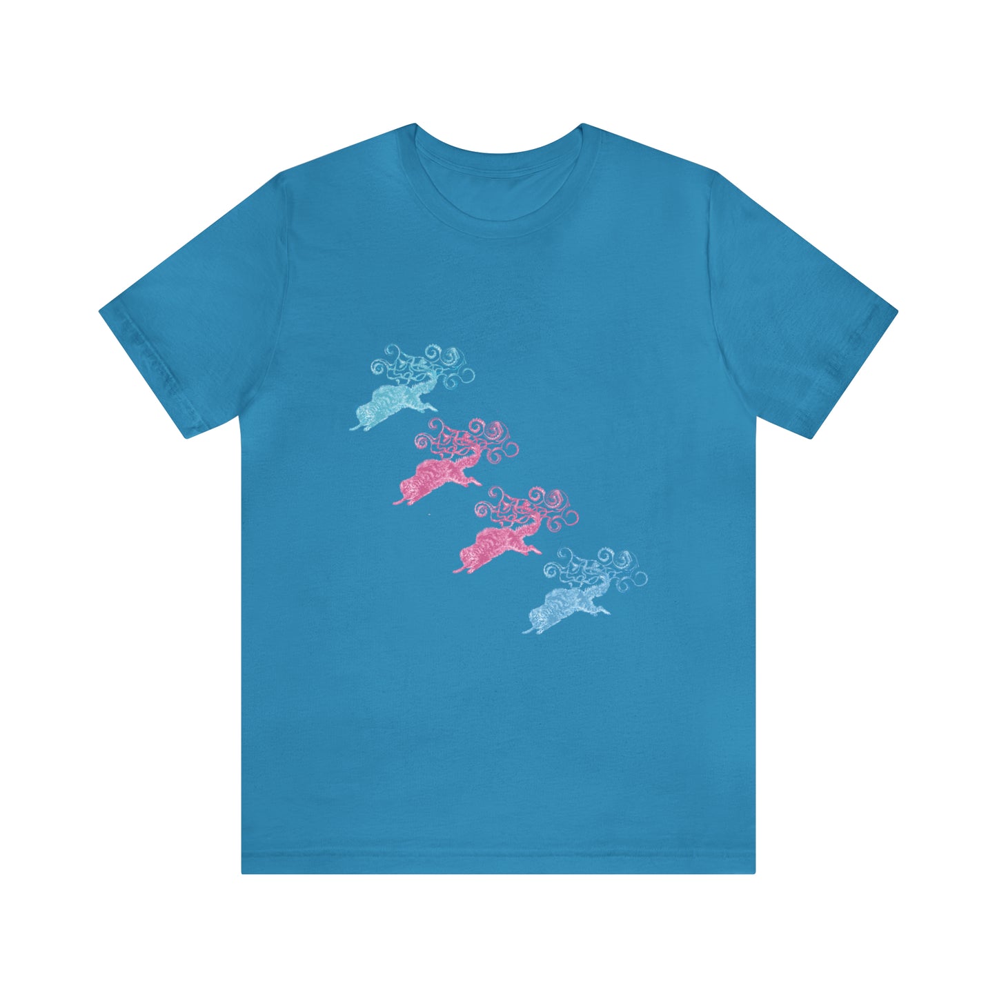 Pink & Blue Cat's Tail's Art Unisex Jersey Short Sleeve Tee