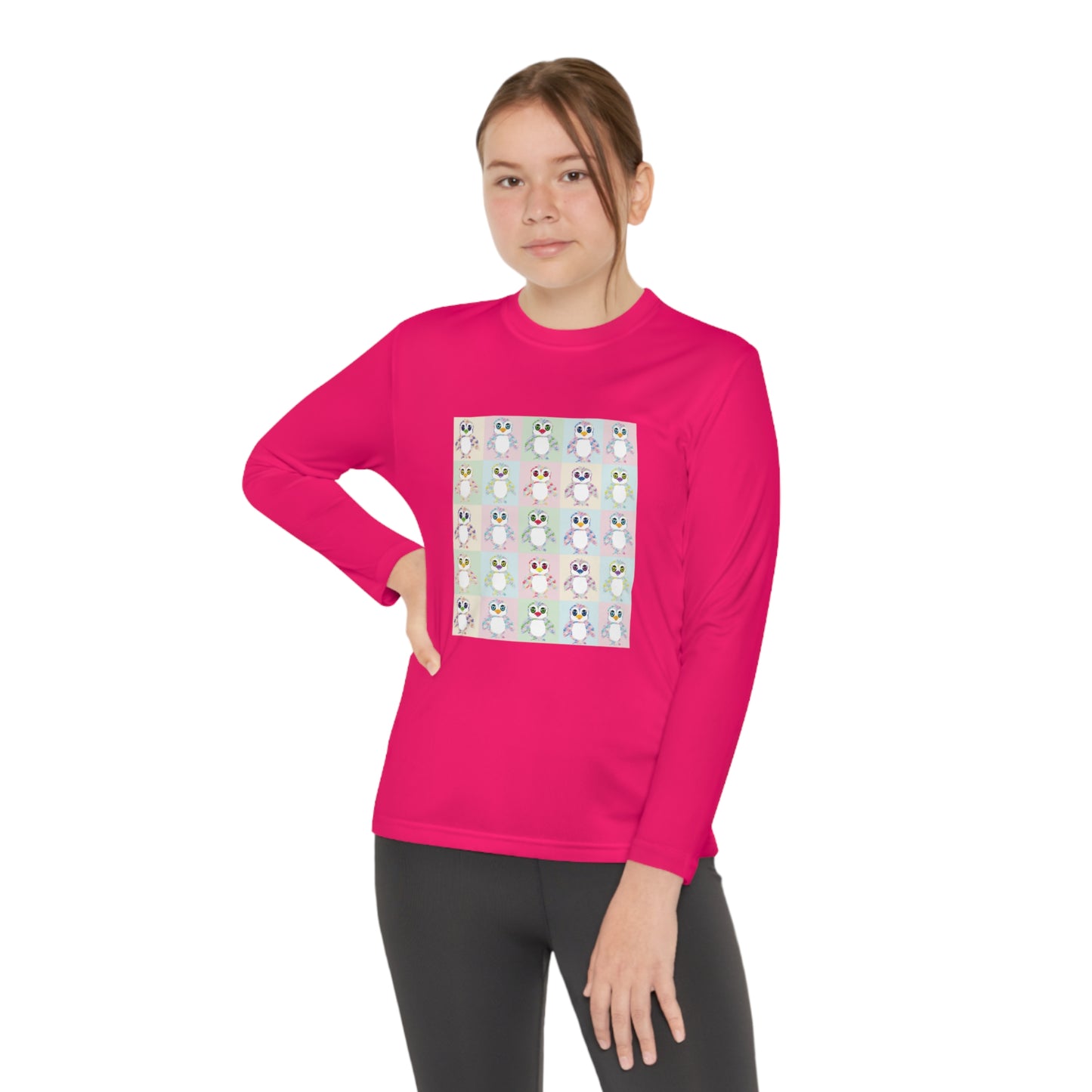 The Penguinies Pop Art Youth Long Sleeve Competitor Tee