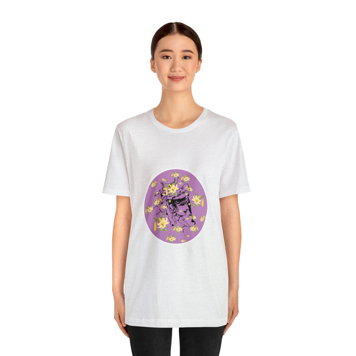 Purple Daffodil Woman Art Unisex Jersey Short Sleeve Tee