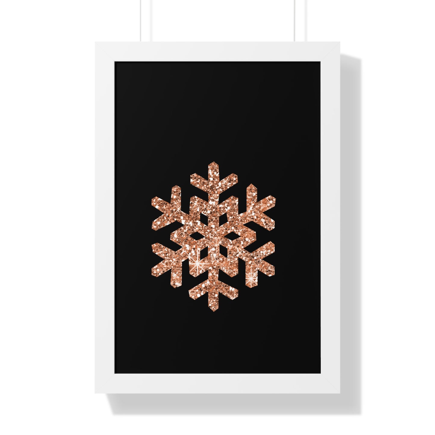 Rose Gold Snowflake Art Framed Vertical Poster