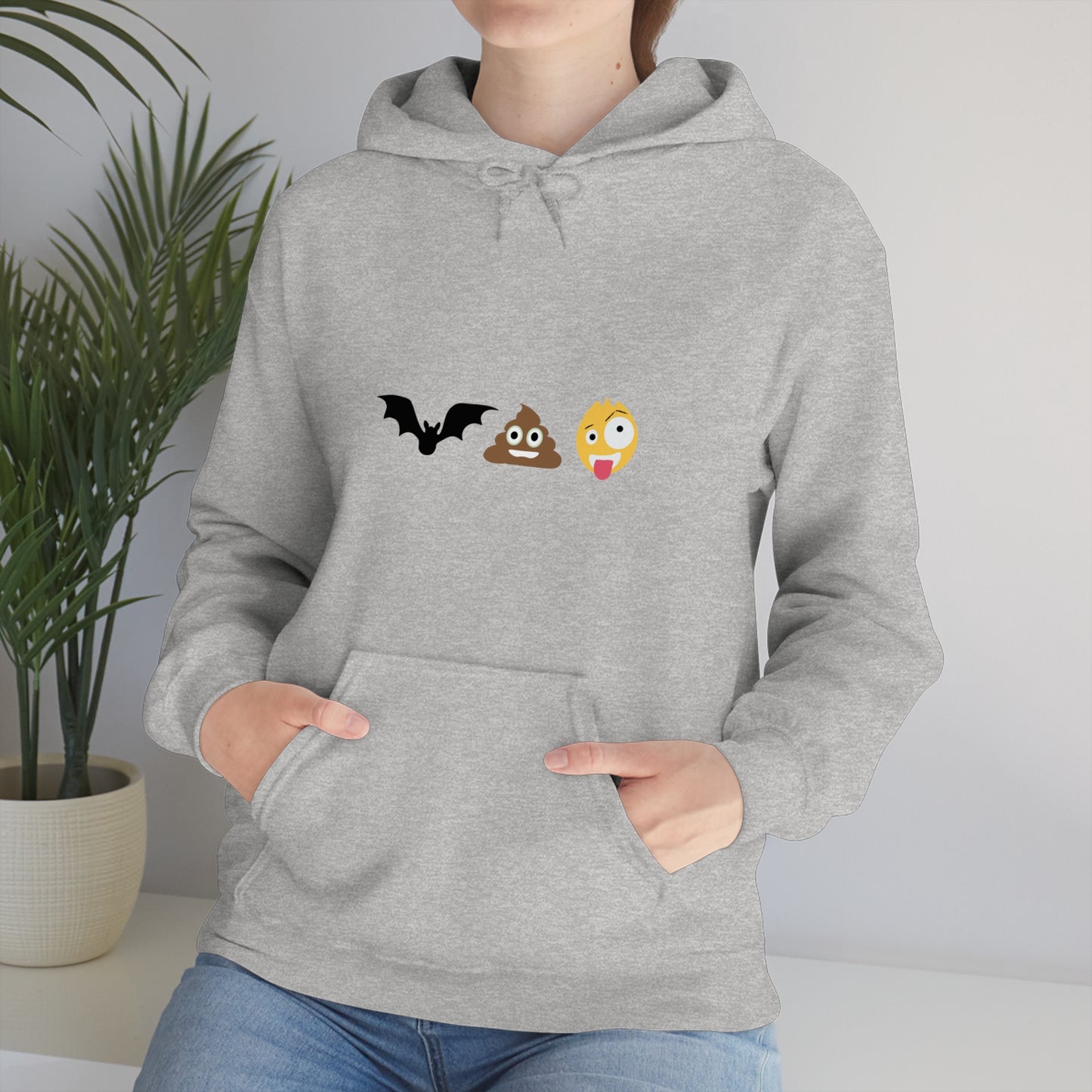 Emoji, Bat, Pooh Crazy, Humour Unisex Heavy Blend™ Hooded Sweatshirt