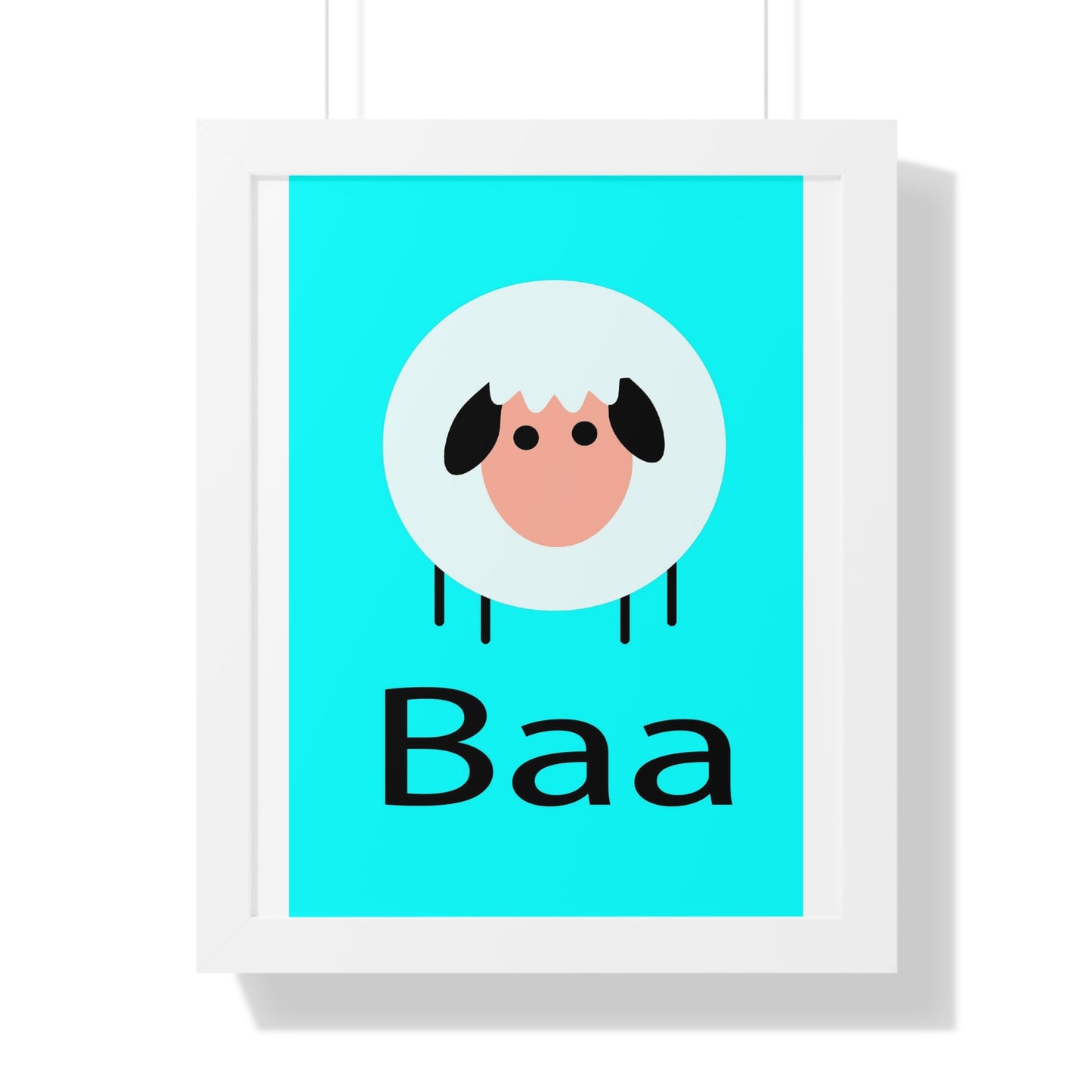 Sheep Baa Blue Art Framed Vertical Poster