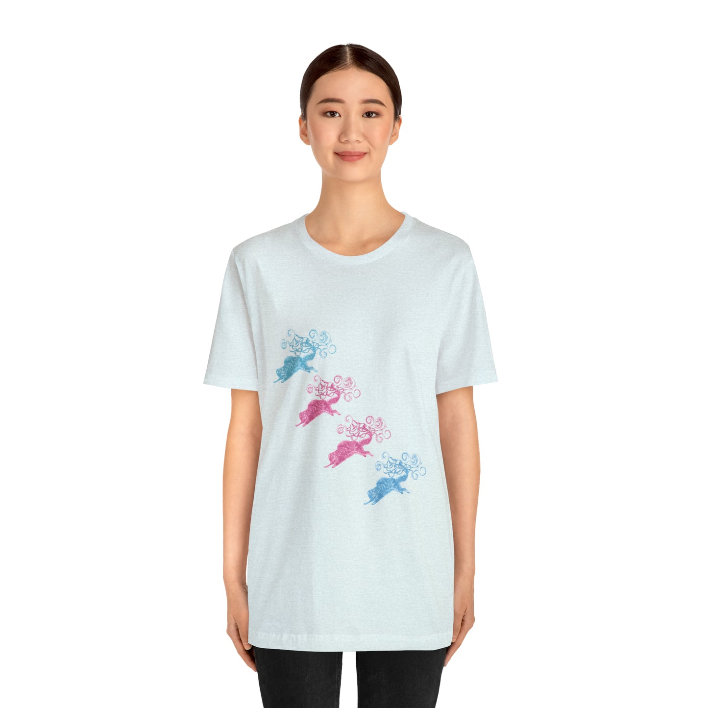 Pink & Blue Cat's Tail's Art Unisex Jersey Short Sleeve Tee