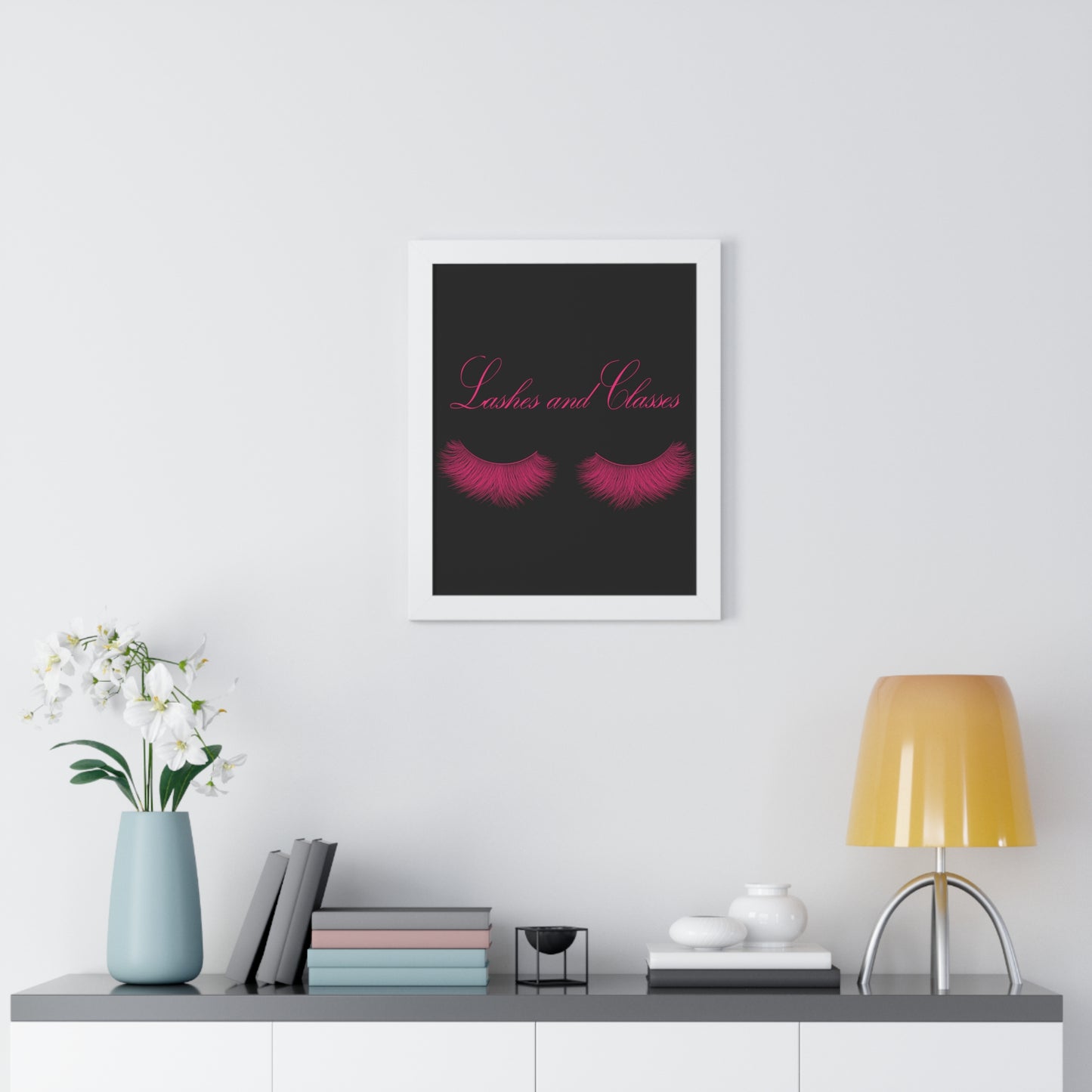 Lashes & Classes Pink and Black Framed Vertical Poster