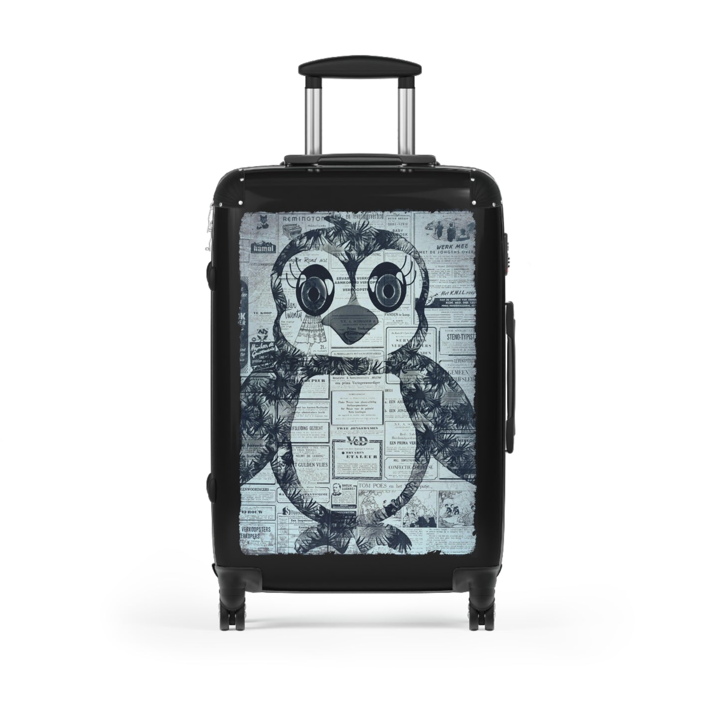 The Penguinies Newspaper Art Black Suitcase