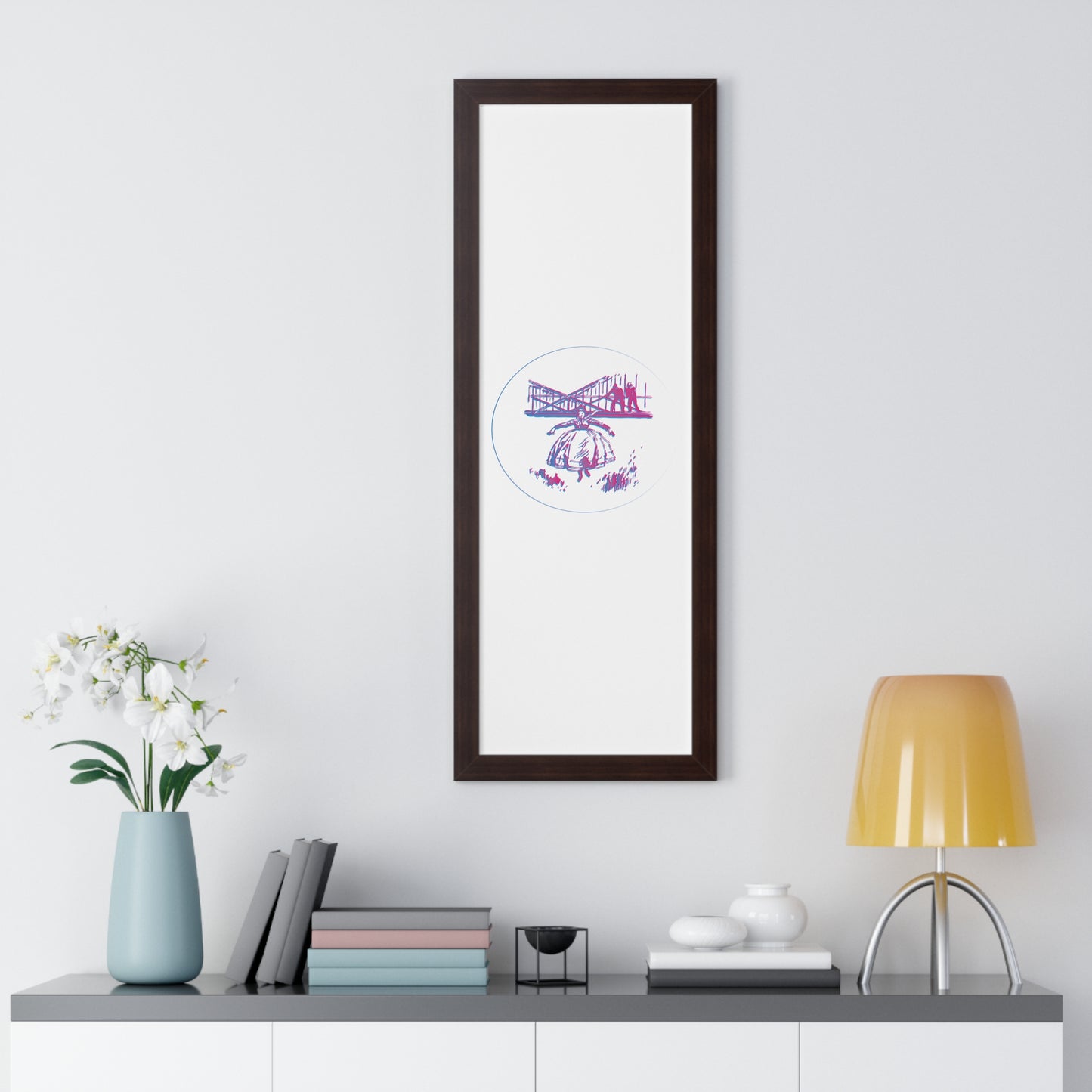 Woman Jumping Art Purple Framed Vertical Poster