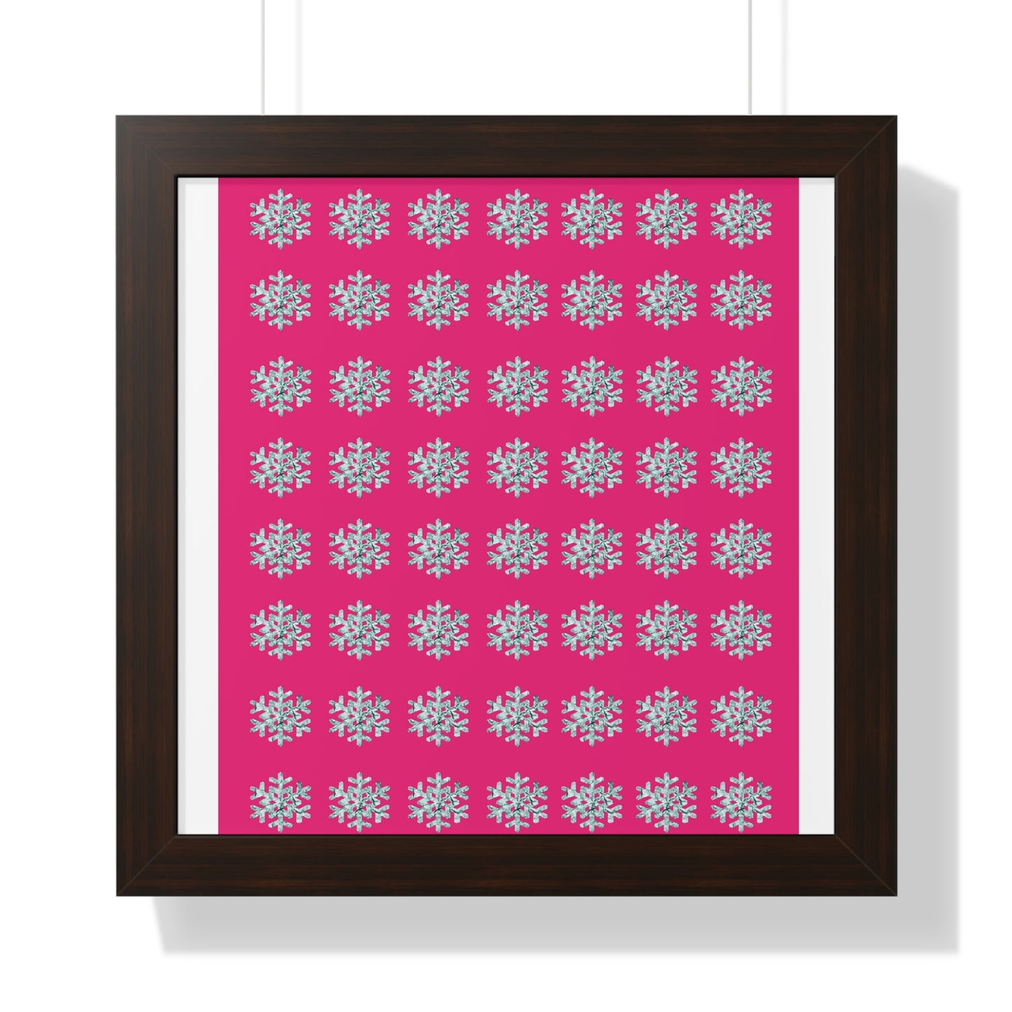 Snowflake Pattern Pink Framed Vertical Poster