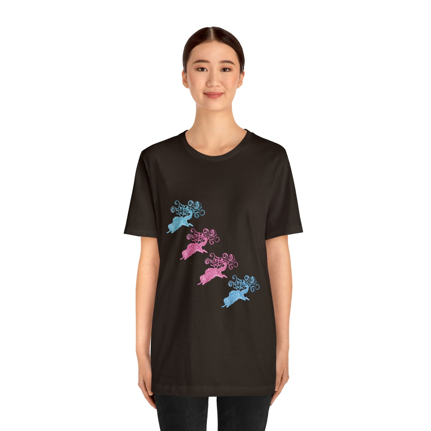 Pink & Blue Cat's Tail's Art Unisex Jersey Short Sleeve Tee