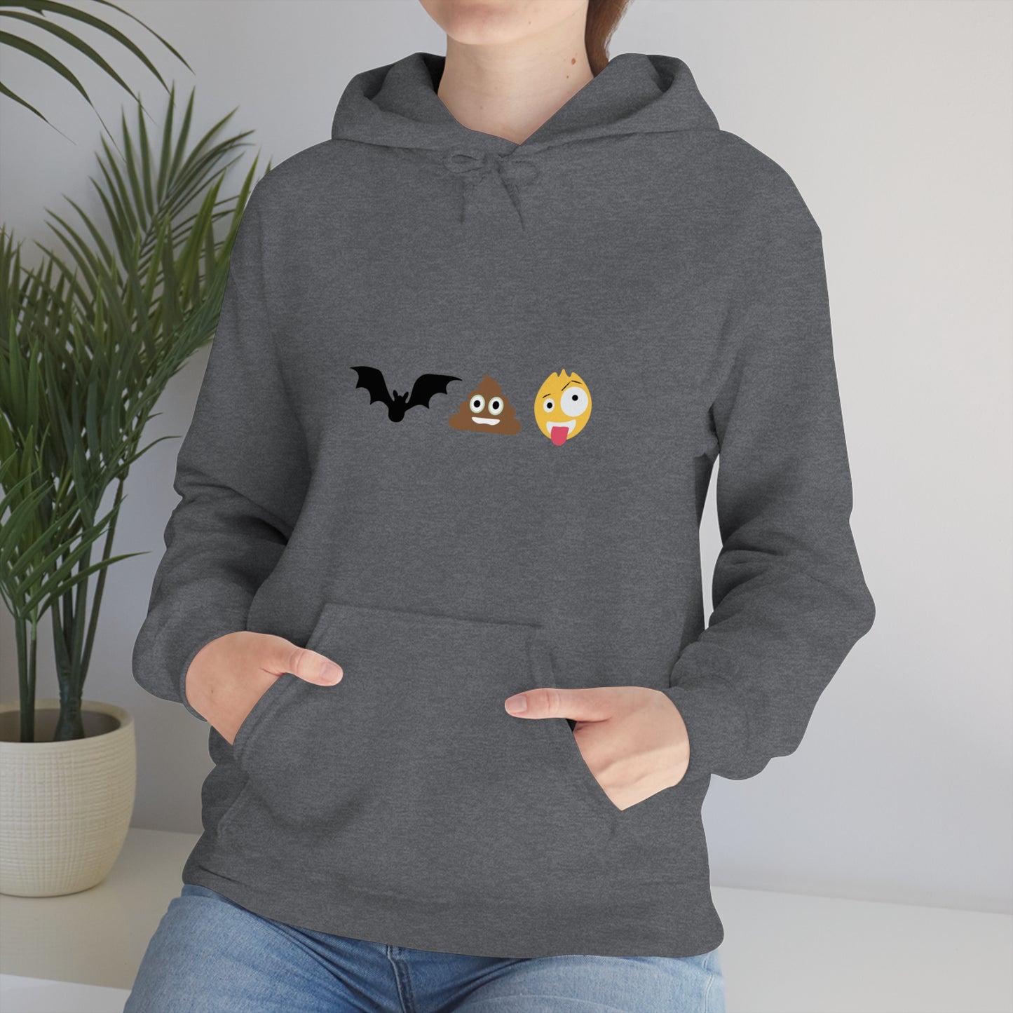 Emoji, Bat, Pooh Crazy, Humour Unisex Heavy Blend™ Hooded Sweatshirt