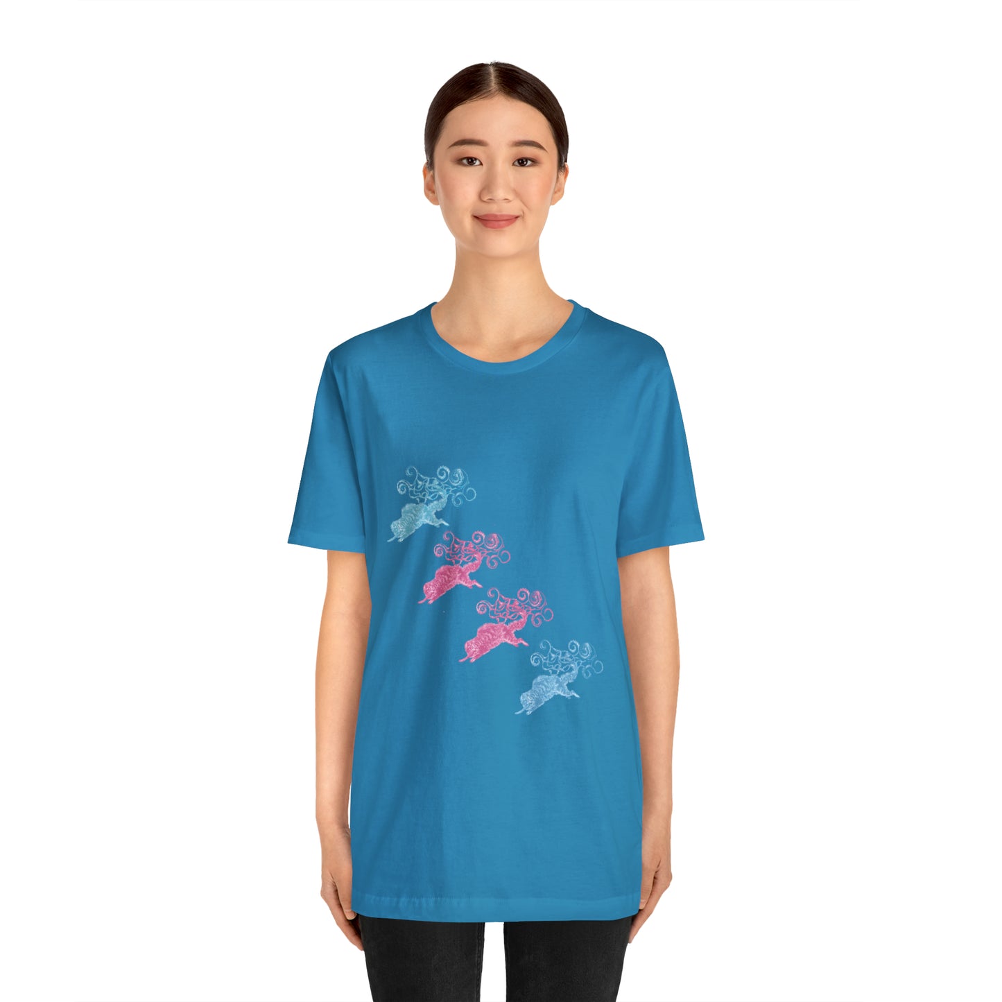 Pink & Blue Cat's Tail's Art Unisex Jersey Short Sleeve Tee