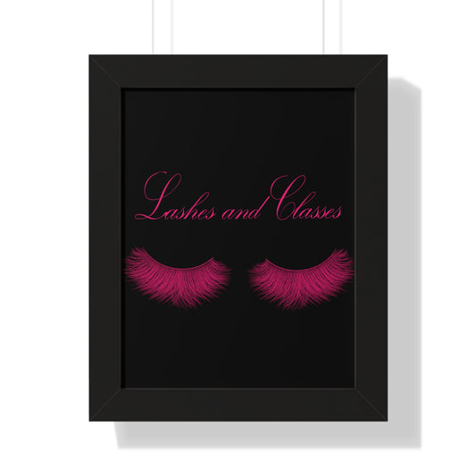 Lashes & Classes Pink and Black Framed Vertical Poster