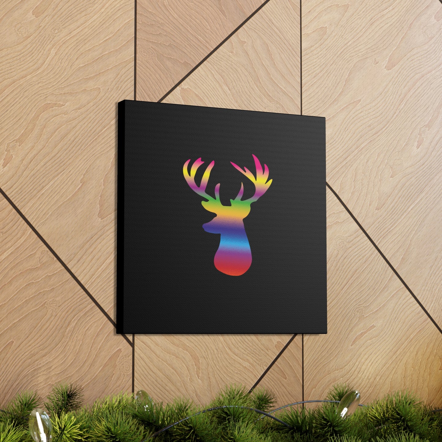 Rainbow Stag Head Canvas Gallery Wraps