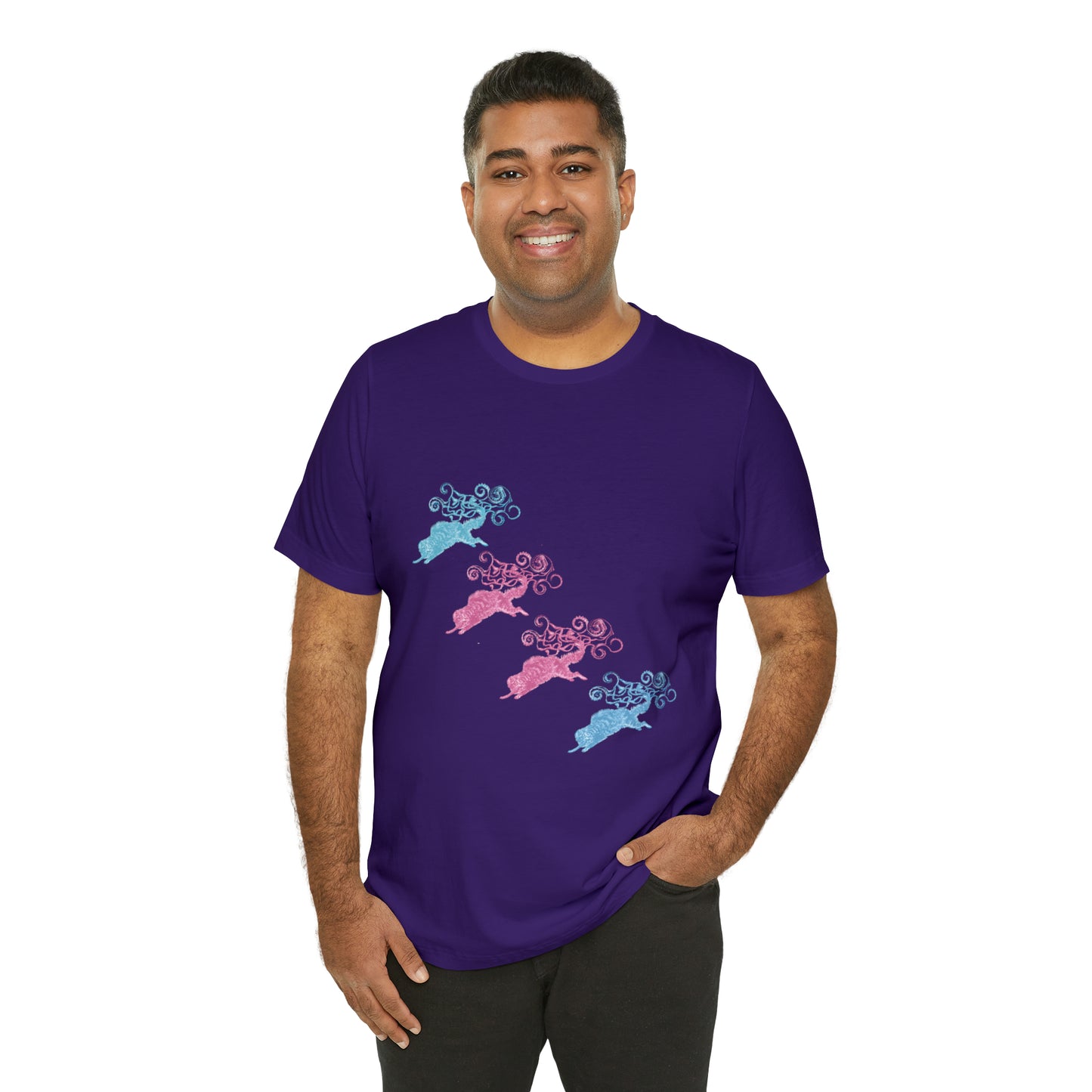 Pink & Blue Cat's Tail's Art Unisex Jersey Short Sleeve Tee