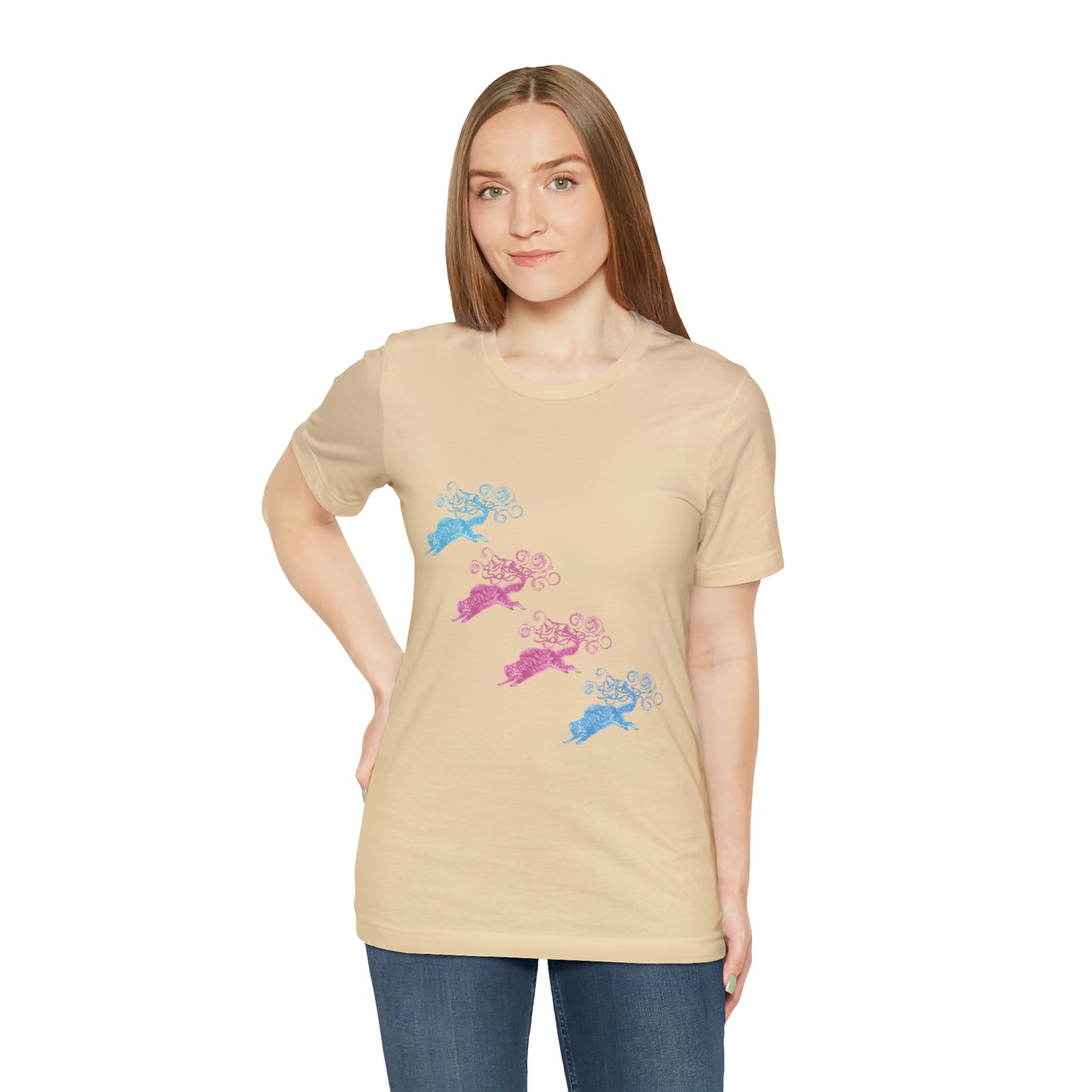 Pink & Blue Cat's Tail's Art Unisex Jersey Short Sleeve Tee