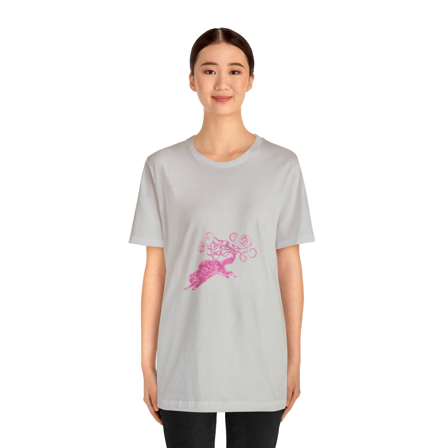 Pink Cat's Tail Art Unisex Jersey Short Sleeve Tee