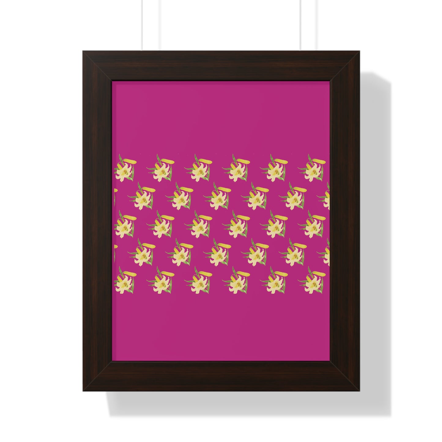 Daffodil Pattern Art Pink Framed Vertical Poster