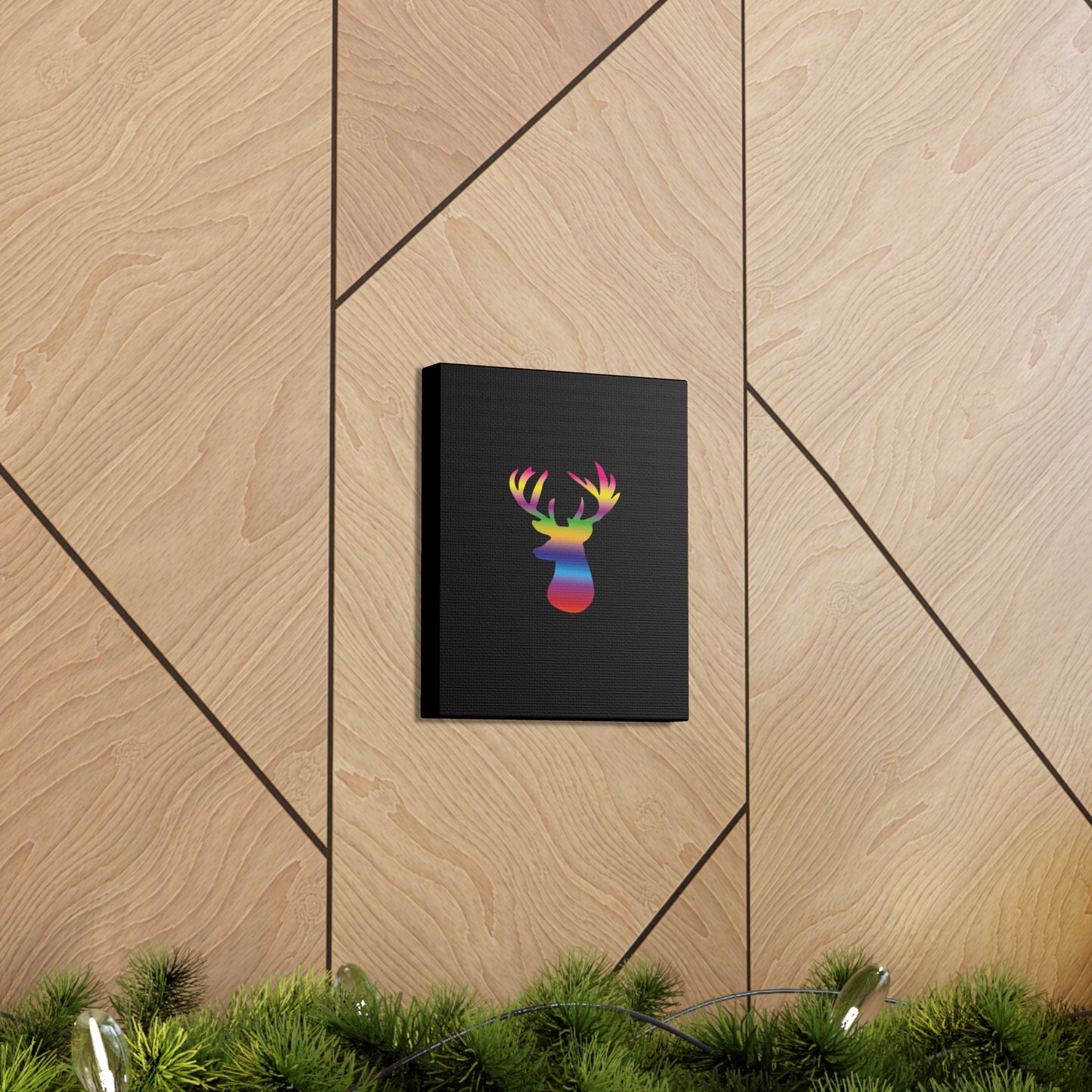 Rainbow Stag Head Canvas Gallery Wraps