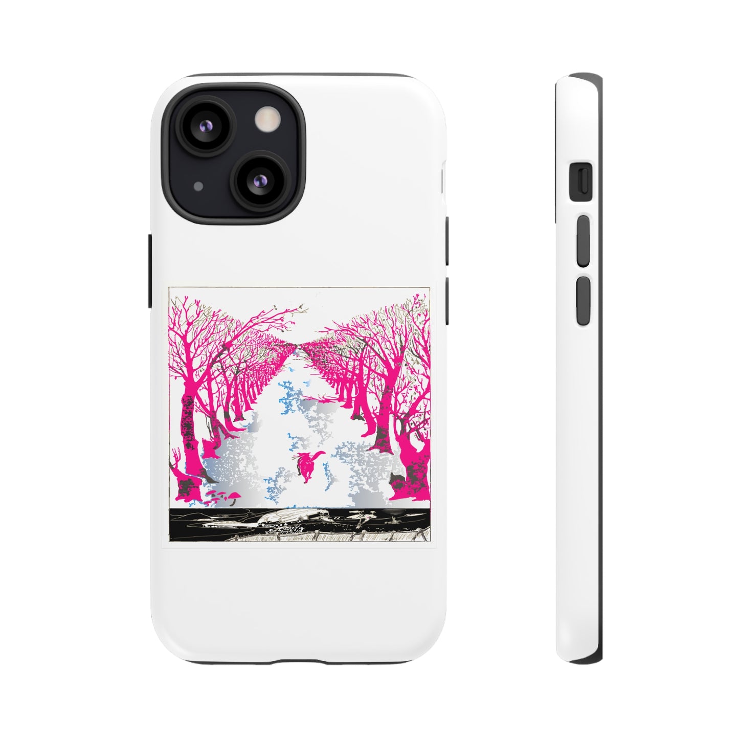 Pink Cat in the Woods Art Tough Cases