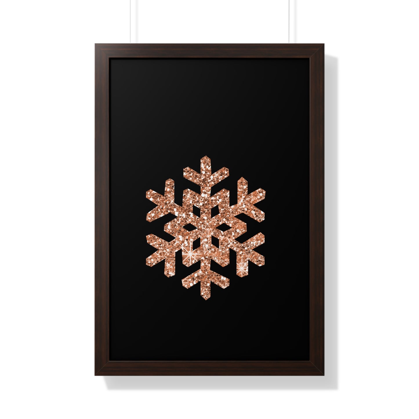 Rose Gold Snowflake Art Framed Vertical Poster