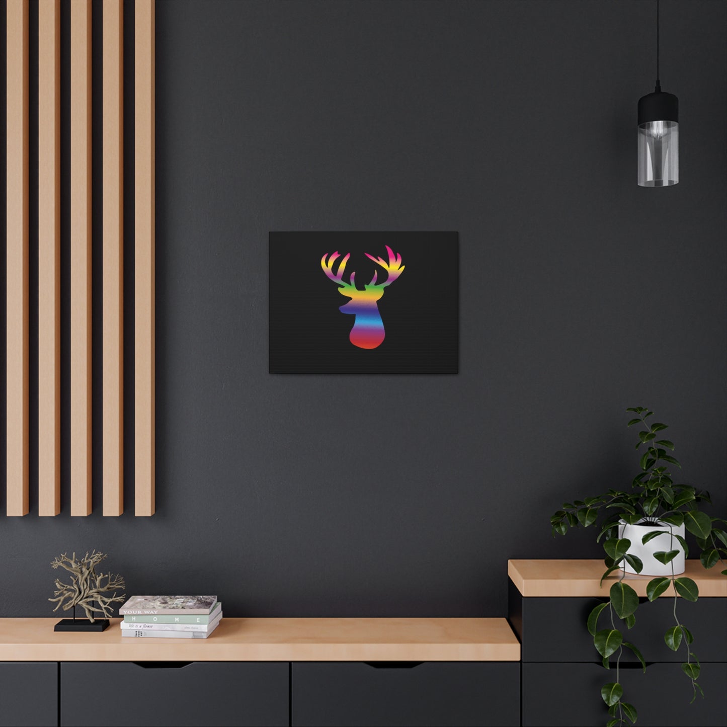 Rainbow Stag Head Canvas Gallery Wraps