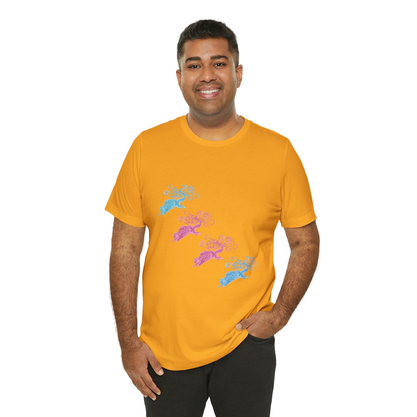 Pink & Blue Cat's Tail's Art Unisex Jersey Short Sleeve Tee