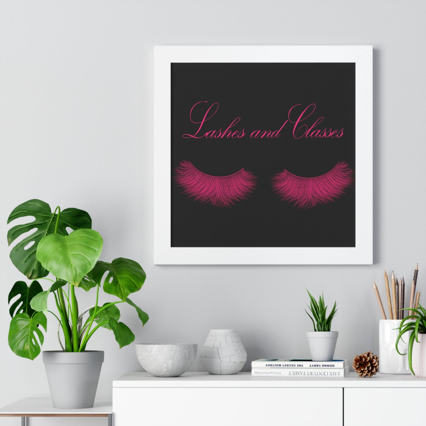 Lashes & Classes Pink and Black Framed Vertical Poster